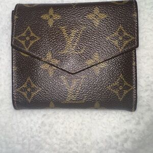 Authentic Louis Vuitton Monogram Canvas Trifold Wallet in Brown and Gold